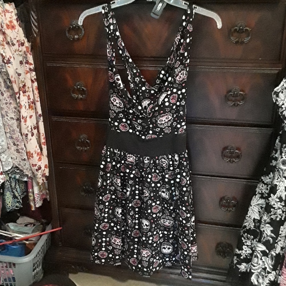 Skater dress with kitties and skulls